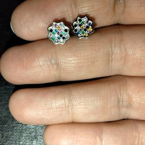 China Jewelry Silver earrings for women with micro colored stones